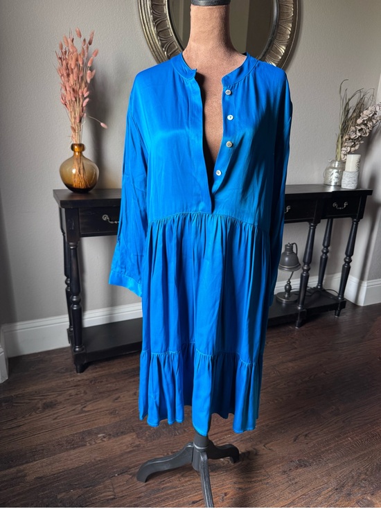 Johnny Was Dresses & Skirts - Johnny Was Calmé NWOT Blue Tiered Midi Dress M 100% Viscose Boho Long Sleeve